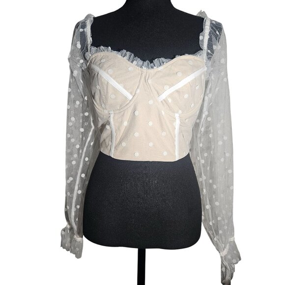 Runaway Women Ivory Top L Sheer Cottage RomanticCore Whimsygoth Fairy Coquette - Picture 3 of 10